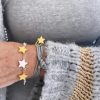 sterling silver chunky triple star bracelet