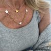 chunky gold plate star sterling silver necklace