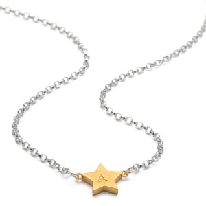 sterling silver necklace with chunky gold plate star