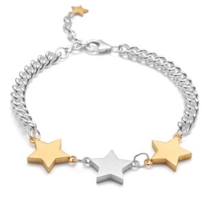 sterling silver chunky star charm bracelet