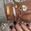 chunky silver and gold ID bracelet