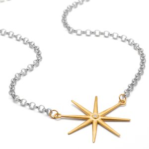 diamond star necklace silver and gold