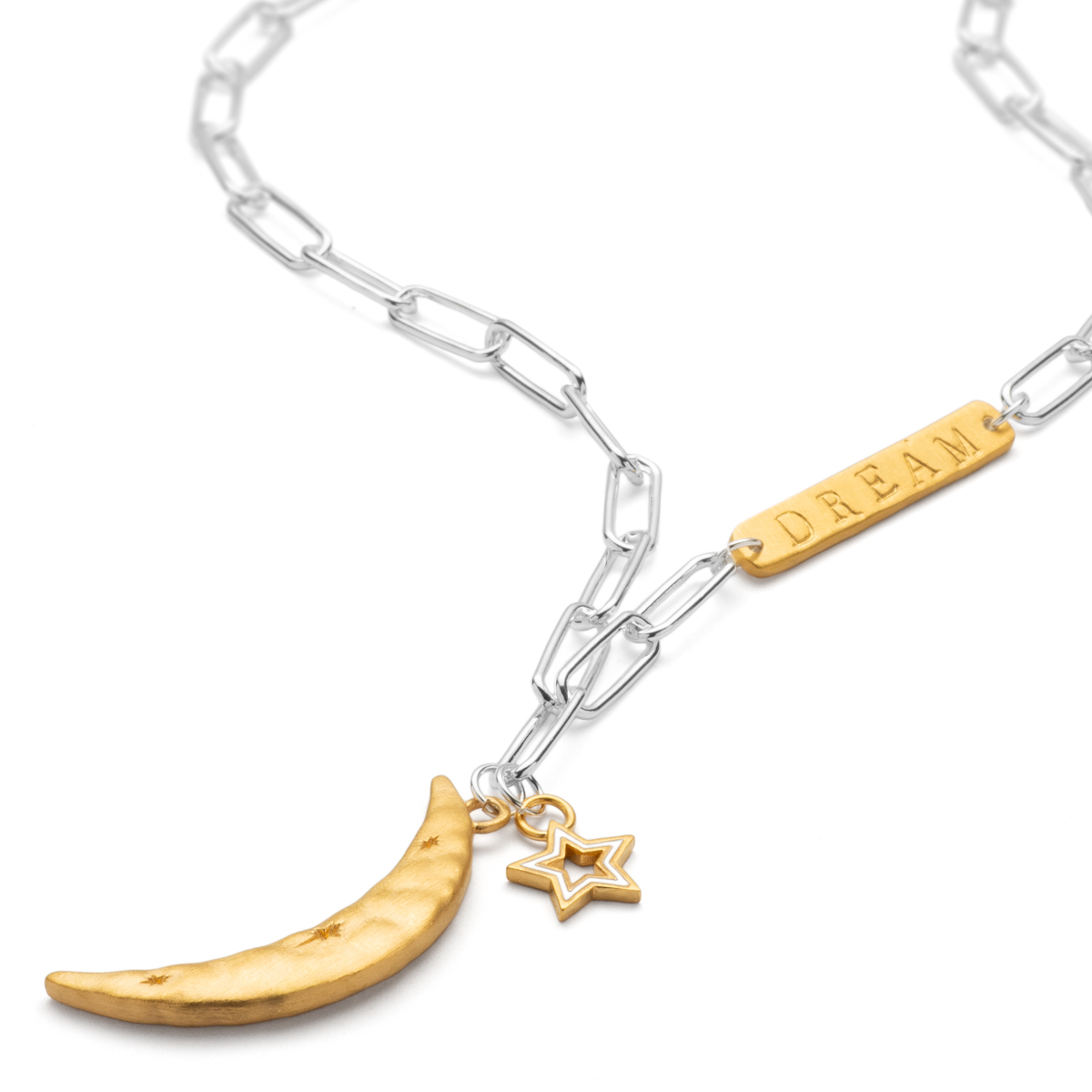 silver moon and stars necklace