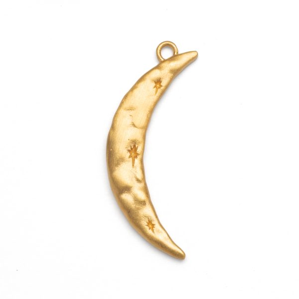 large gold plate moon charm