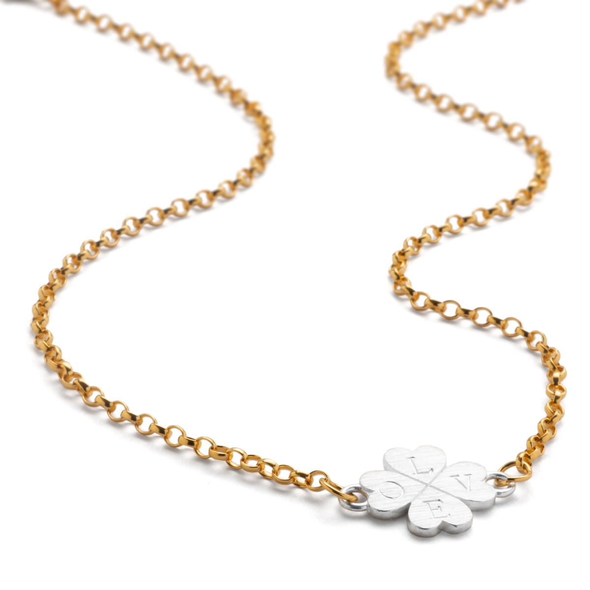 Sterling silver gold clover necklace